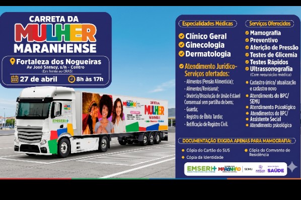 Carreta da Mulher Maranhense Oferece Saúde e Cidadania em Fortaleza dos Nogueiras